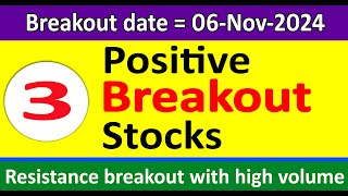 Top 3 Positive breakout stocks  Consolidation box breakout stocks  Resistance breakout stocks [upl. by Ade]