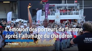 L’émotion des porteurs de flamme après l’allumage du chaudron [upl. by Rubio]