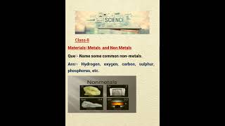 Name some common nonmetals class8 Material Metals and non metals [upl. by Eahsat]