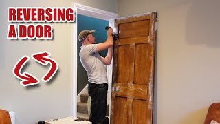 Rehanging door to open the other way  door restoration project part 2 [upl. by Reaht]