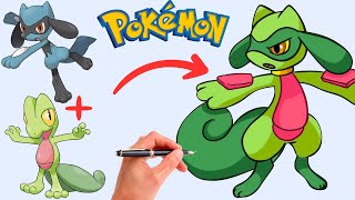 Comment Dessiner la FUSION de RIOLU et ARCKO Treecko  Pokémon Fusion [upl. by Marella]