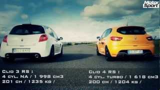 Drag race  Renault Clio 4 RS VS Clio 3 RS Cup Motorsport [upl. by Nylodnew358]