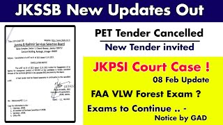 JKSSB New Updates  JKPSI Court Case  Pending Exams 2023  FAA amp VLW Dates  PET Tender Notice [upl. by Treb]