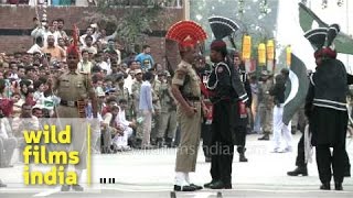 Cut throat competition at Wagah Border during flag down ceremony [upl. by Greenebaum]