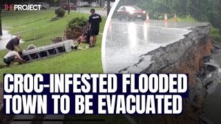 CrocInfested Flooded Queensland Town To Be Evacuated [upl. by Duma]