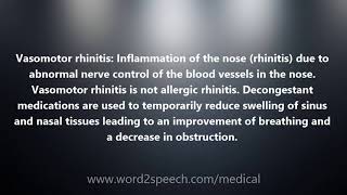 Vasomotor rhinitis  Medical Definition and Pronunciation [upl. by Nidorf]