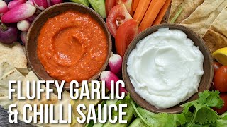 Fluffy Lebanese garlic sauce and Middle Eastern spicy chilli sauce  Two legendary condiments [upl. by Ydnes]