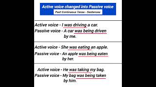 passive voice past continuous tense examples [upl. by Ellennahs]