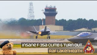 INSANE F35 TURN OUT ON TAKE OFF ON ANOTHER LEVEL QUICK CLIMB • RAF LAKENHEATH USAF 495TH FS SENDIT [upl. by Fougere664]