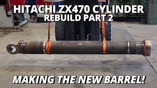 Making the NEW Cylinder Barrel  Hitachi ZX470 Cylinder Rebuild  Part 2 [upl. by Ennairak]