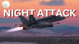 FA18C Low Altitude Night Attack  4K Max Graphics DCS World [upl. by Suirtimed]