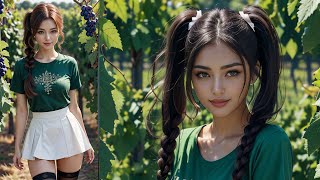 AI Art College Beauties in a vineyard  AI Lookbook [upl. by Karlie]