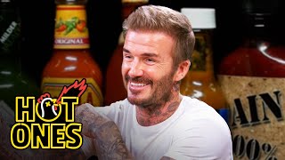 David Beckham Embraces the Moment While Eating Spicy Wings  Hot Ones [upl. by Allyn482]