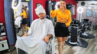 Colombian Lady Barber gives Fifa World Cup Makeover 🇨🇴 [upl. by Nitsugua270]