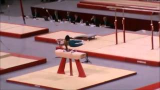 Pommel Horse 360 Spindle Between Pommels Gymnastics Video [upl. by Anibla]