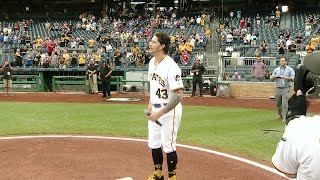 Web Extra Pirates Pitcher Steven Brault Sings National Anthem [upl. by Ailaht853]