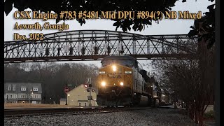 CSX Engine 783 5481 Mid DPU 894 NB Mixed Acworth Georgia Dec 2022 [upl. by Tacklind]