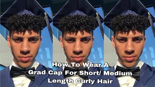 How To Wear A Grad Cap For ShortMedium Curly hair [upl. by Eissed537]