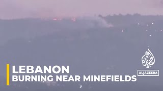 Multiple fires have been seen on Lebanons border with Israel [upl. by Eirised737]