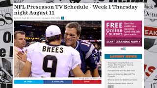 NFL Preseason TV Schedule  Week 1 Thursday night August 11 [upl. by Auqinehs]