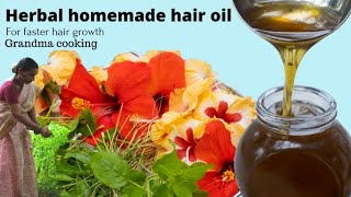 Grandma Makes Herbal Hair Oil  Village Style  Homemade Hair Oil for Strong amp Dense Hair [upl. by Calvin]