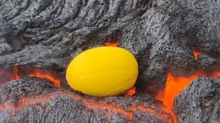 Lava flows from crater in Iceland during volcanic eruption [upl. by Ilaire874]