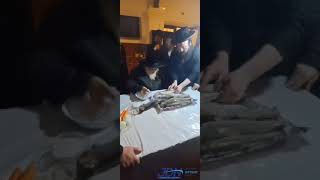 Toldos Aharon Rebbe Salting Fish In Honor Of Shabbos In Kerestir [upl. by Akinwahs]