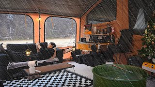 Luxury Camping with 21yearold Cat Build a Theater in a Tent [upl. by Candy]