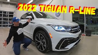 2022 VOLKSWAGEN TIGUAN 20T SEL RLINE ORYX WHITE PEARL  Walkaround amp Review  Basil VW [upl. by Nagaer]