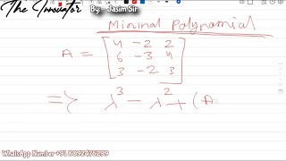 Minimal Polynomial Matrix Most important Topic B Sc semester 1 [upl. by Ettelohcin]