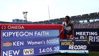 FAITH Kipyegon Breaks Another 5000M RECORDParis Diamond League [upl. by Assirok]