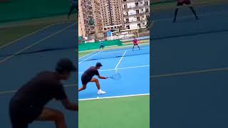 Forehand persistence volley threat gets forced error tennis shorts [upl. by Nibbs]