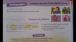 Unité 9 Orthographe  Le féminin des noms et des adjectifs en eur page100 [upl. by Elrem]