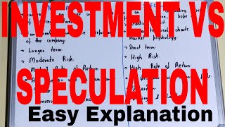 Investment vs SpeculationDifference between investment and speculationInvestment and speculation [upl. by Beverley]