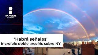 Increíble doble arcoíris sobre NY en pleno 11 de septiembre [upl. by Yclehc797]