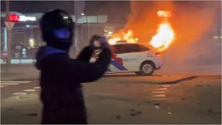 CRAZY Riots in The Hague Netherlands [upl. by Yanehs]