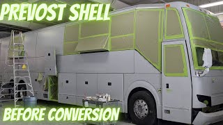 TOUR OF PREVOST SHELL BEFORE IT GETS CONVERTED TO A LIBERTY COACH [upl. by Lad]