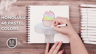 Ohuhu Dual Tips Pastel Alcohol Marerks are Available Now  Tutorial of how to draw a cupcake [upl. by Rhee812]