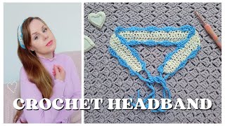 CROCHET EASY HEADBAND TUTORIAL FOR BEGINNERS  How To Crochet The Brigitte Vintage Hairband DIY [upl. by Nnylsor646]