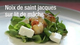 Recette des noix de saint jacques sur lit de mâche Simple et Rapide [upl. by Ahsia]