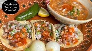 TACOS DE TRIPA RECETA DE LOS TAQUEROS SÍRVELA EN TACOS O EN PLATO CON SALSADemicorazonatucocina [upl. by Akirehs13]