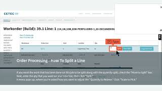 Order Processing in Cetec ERP  How To Split a Line [upl. by Hoxsie]