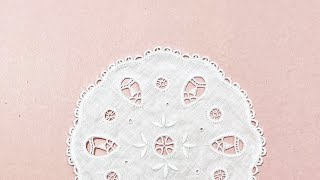 Hand Embroidery White Work Doily Making Hedebo Embroidery [upl. by Nayra799]