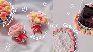 ♡ Crochet Flower Bouquets that turn into Coasters Tulip amp Lily of the Valley ♡ [upl. by Yatnuhs757]