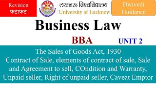 Business Law Sale of Goods Act Conditions amp Warranties Caveat Emptor Right of unpaid seller [upl. by Hy]