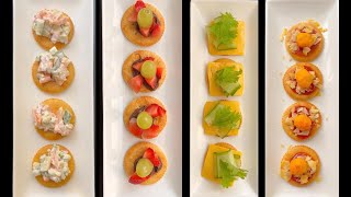 Mini Snacks For Party Quick and Easy Appetizer Recipes  4 Types of Canapes  Cooking without fire [upl. by Eamaj]