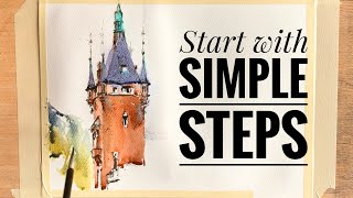 Watercolor sketchingStarting from simple stepsWatercolor painting demonstration [upl. by Betteann]