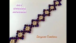 Bicone Right Angle Weave Bracelet DIY Beaded Bracelet [upl. by Annola]