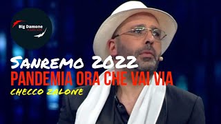 🤣 Checco ZALONE a SANREMO 2022 in versione virologo canta quotPandemia ora che vai viaquot [upl. by Eniretac435]