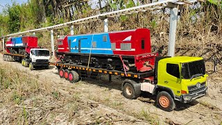 Gendong Lokomotif cc206 cc203 Mobil Truk Kontainer Hino 500 Isuzu Giga Melewati Jalan Pedesaan [upl. by Haroppizt449]